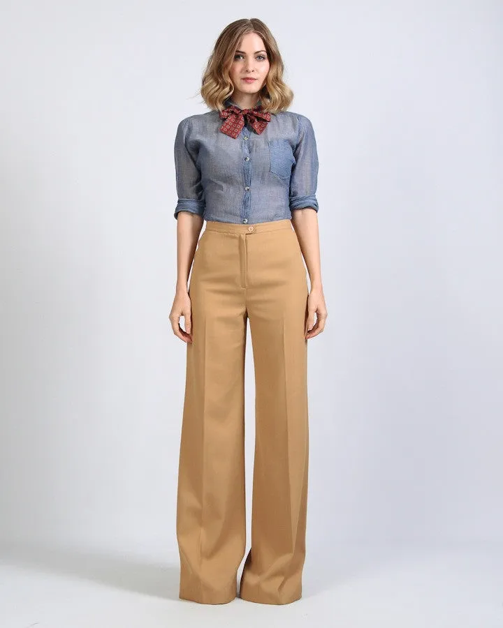 70s Camel Wide Leg Bellbottoms