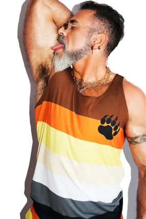 Bear Pride Flag All Over Racerback Tank- Brown