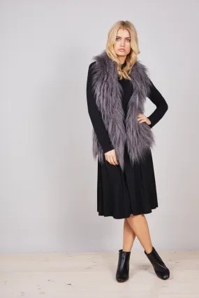 Brave & True - Knit Fur Vest - Charcoal