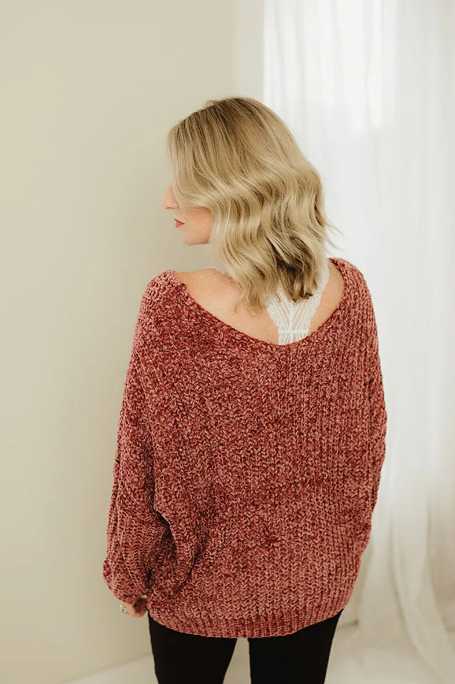 Chenille V Neck Sweater