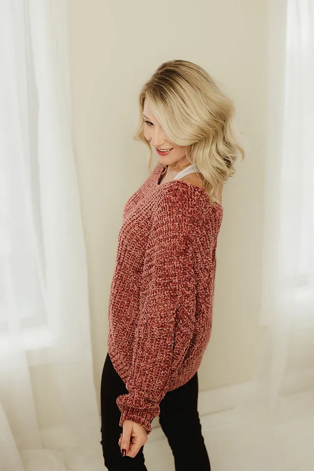 Chenille V Neck Sweater