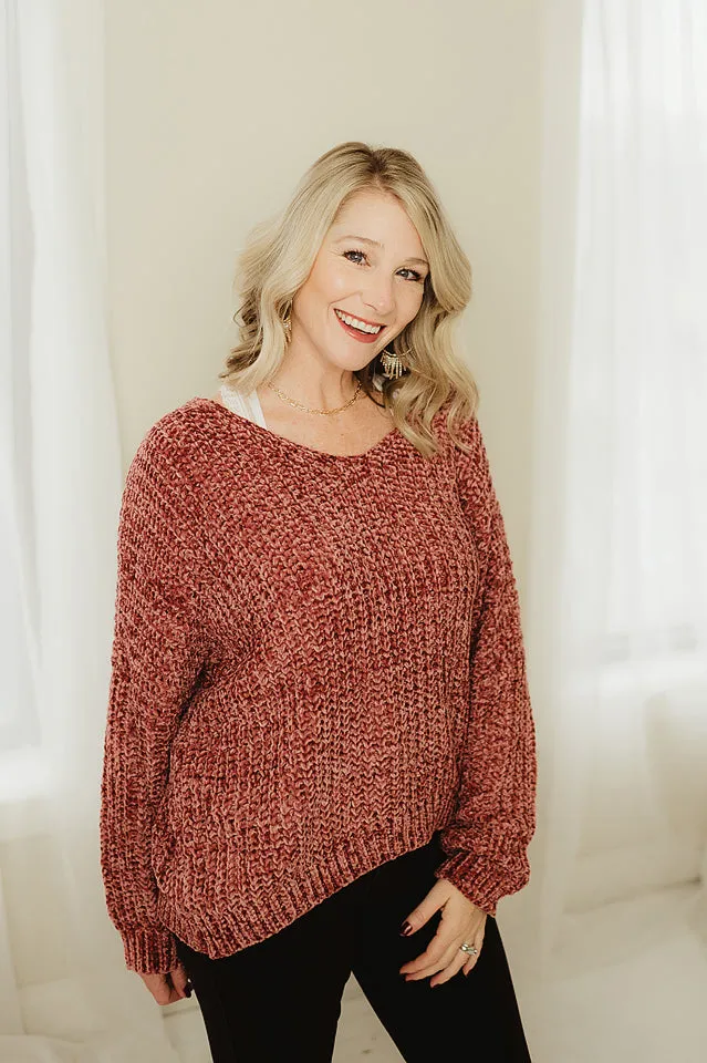 Chenille V Neck Sweater