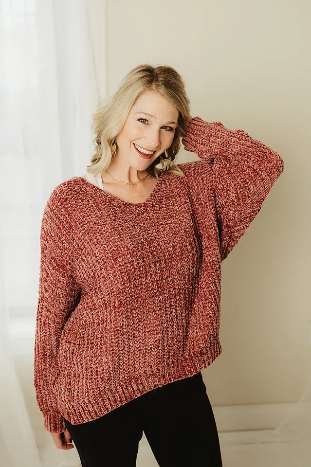 Chenille V Neck Sweater