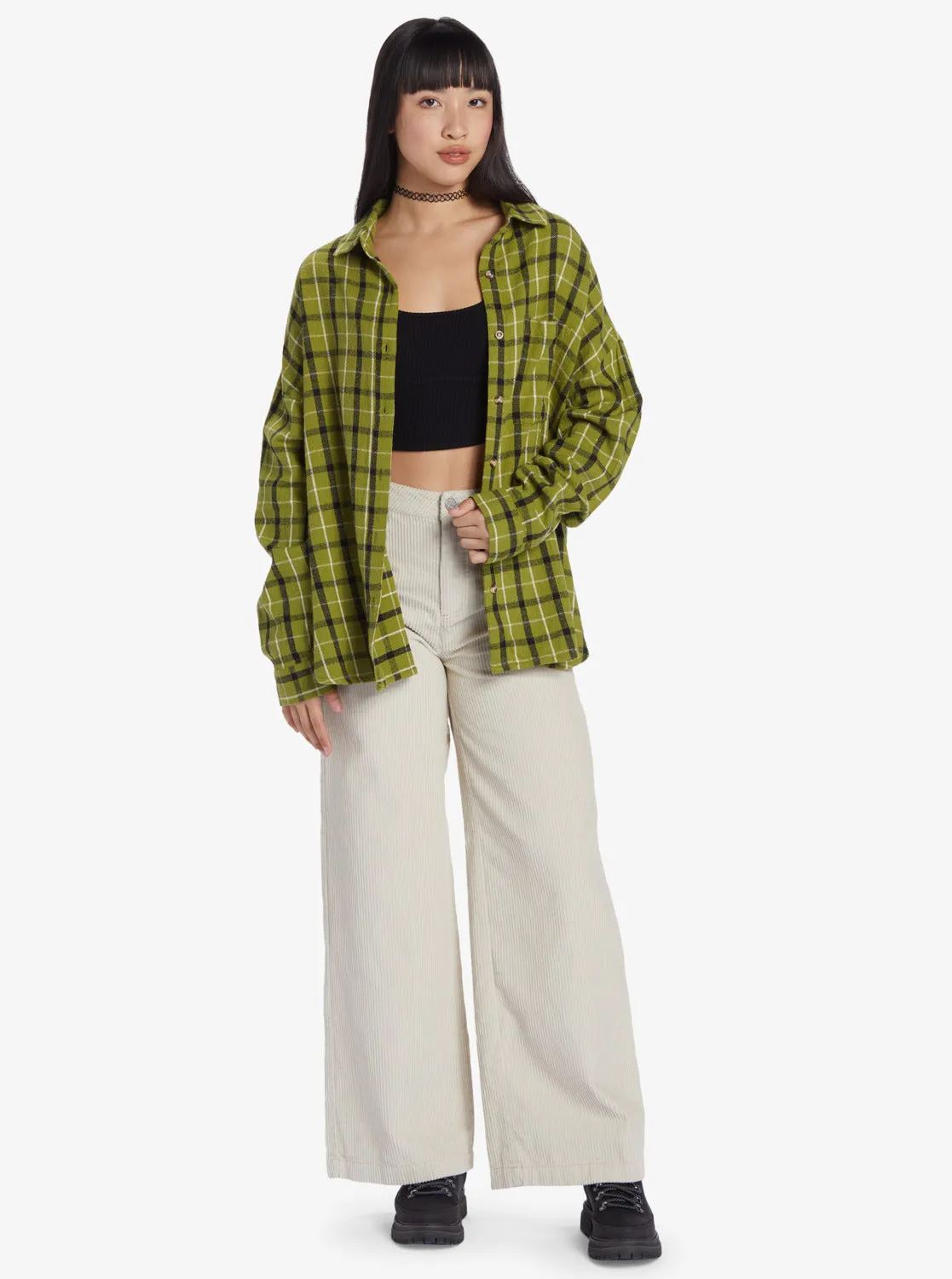 Chloe Kim Oversized Flannel Shirt - Iguana Platz Plaid