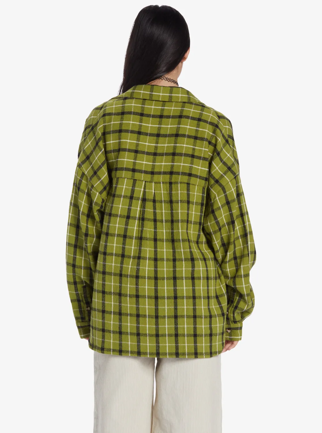 Chloe Kim Oversized Flannel Shirt - Iguana Platz Plaid