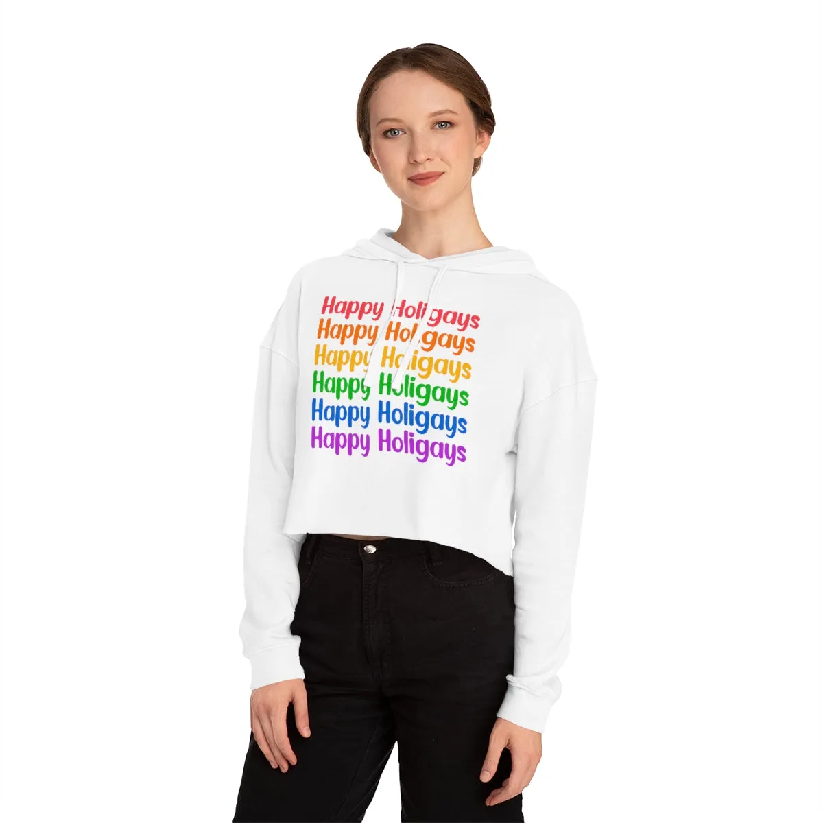 Christmas LGBTQ Women’s Cropped Hooded Sweatshirt - Holigays