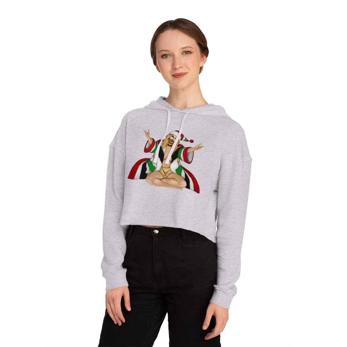 Christmas LGBTQ Women’s Cropped Hooded Sweatshirt - White Gay