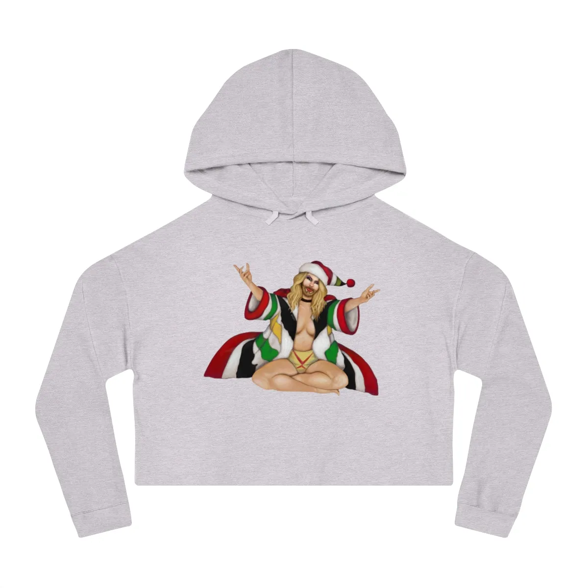 Christmas LGBTQ Women’s Cropped Hooded Sweatshirt - White Gay