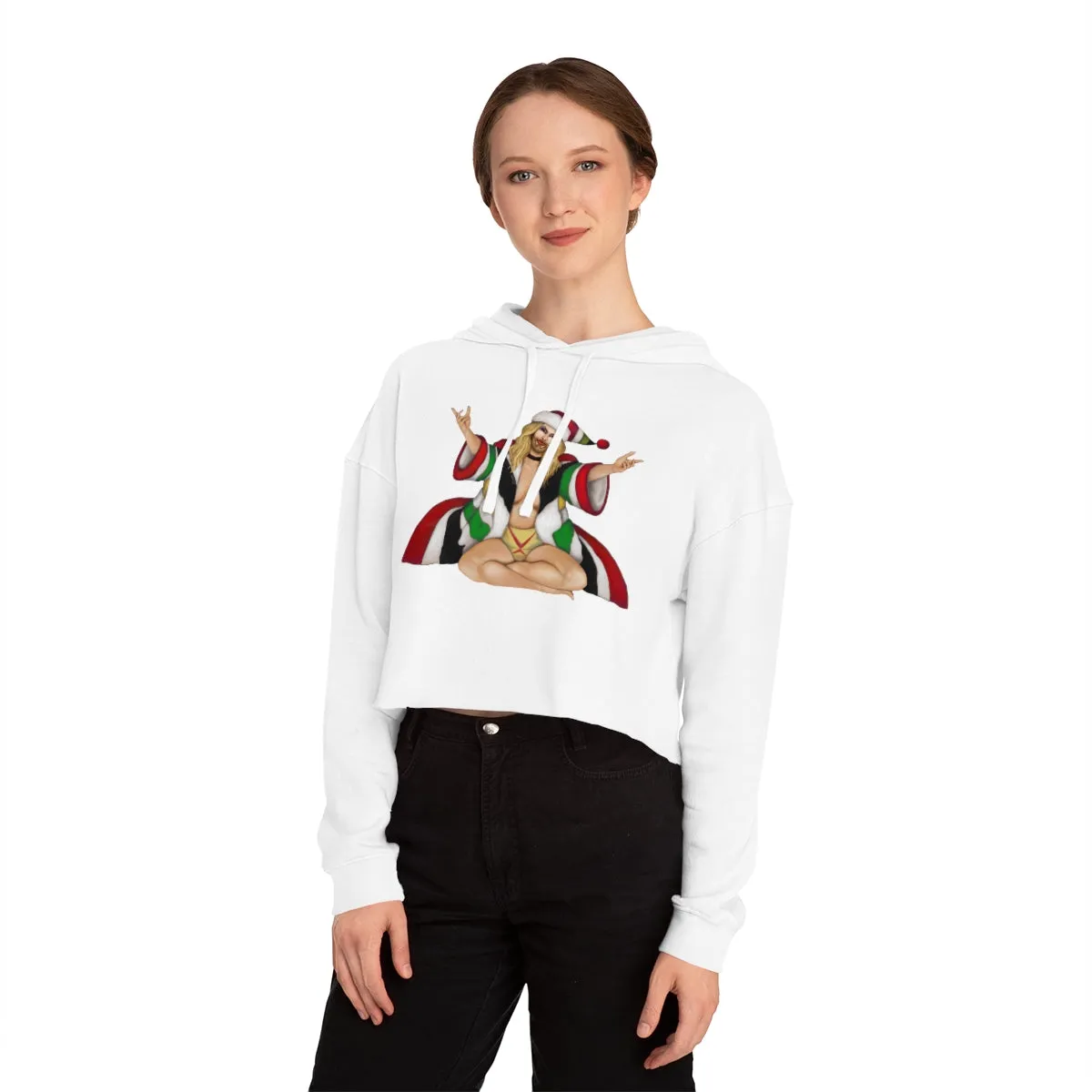 Christmas LGBTQ Women’s Cropped Hooded Sweatshirt - White Gay