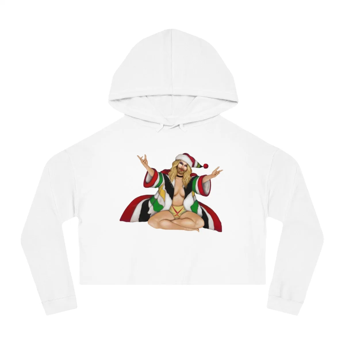 Christmas LGBTQ Women’s Cropped Hooded Sweatshirt - White Gay