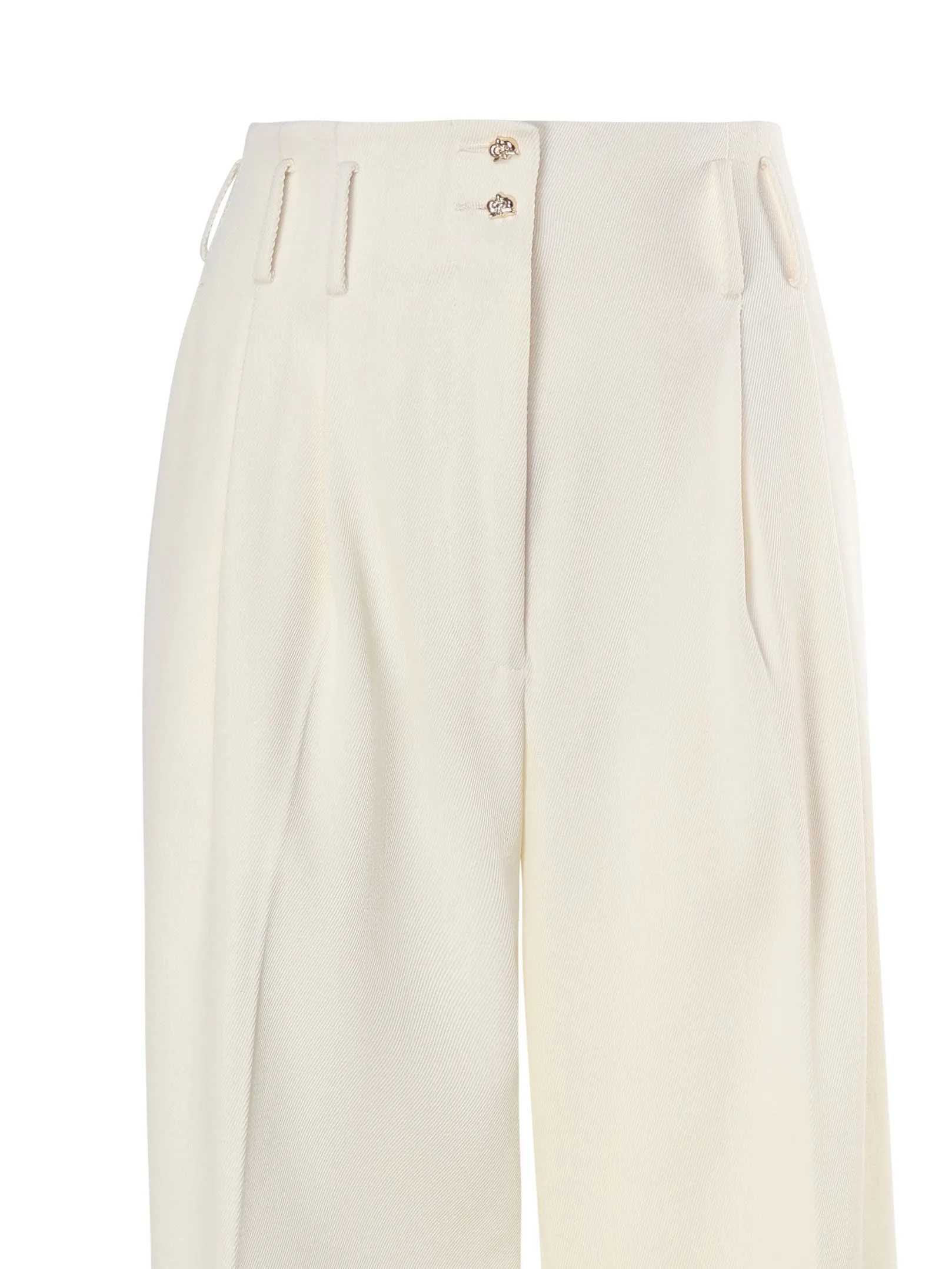 Cream High-Waisted Straight Trousers