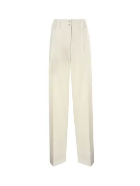 Cream High-Waisted Straight Trousers