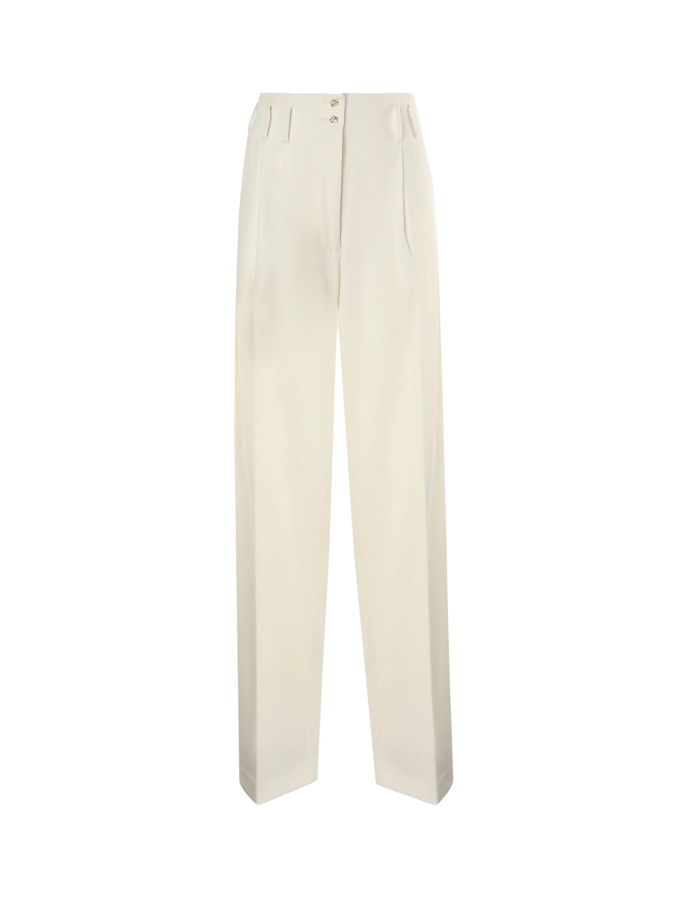 Cream High-Waisted Straight Trousers