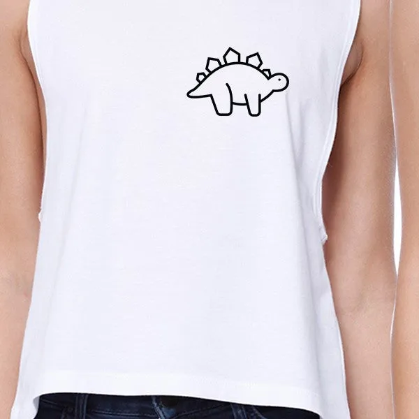 Dinosaurs BFF Matching White Crop Tops