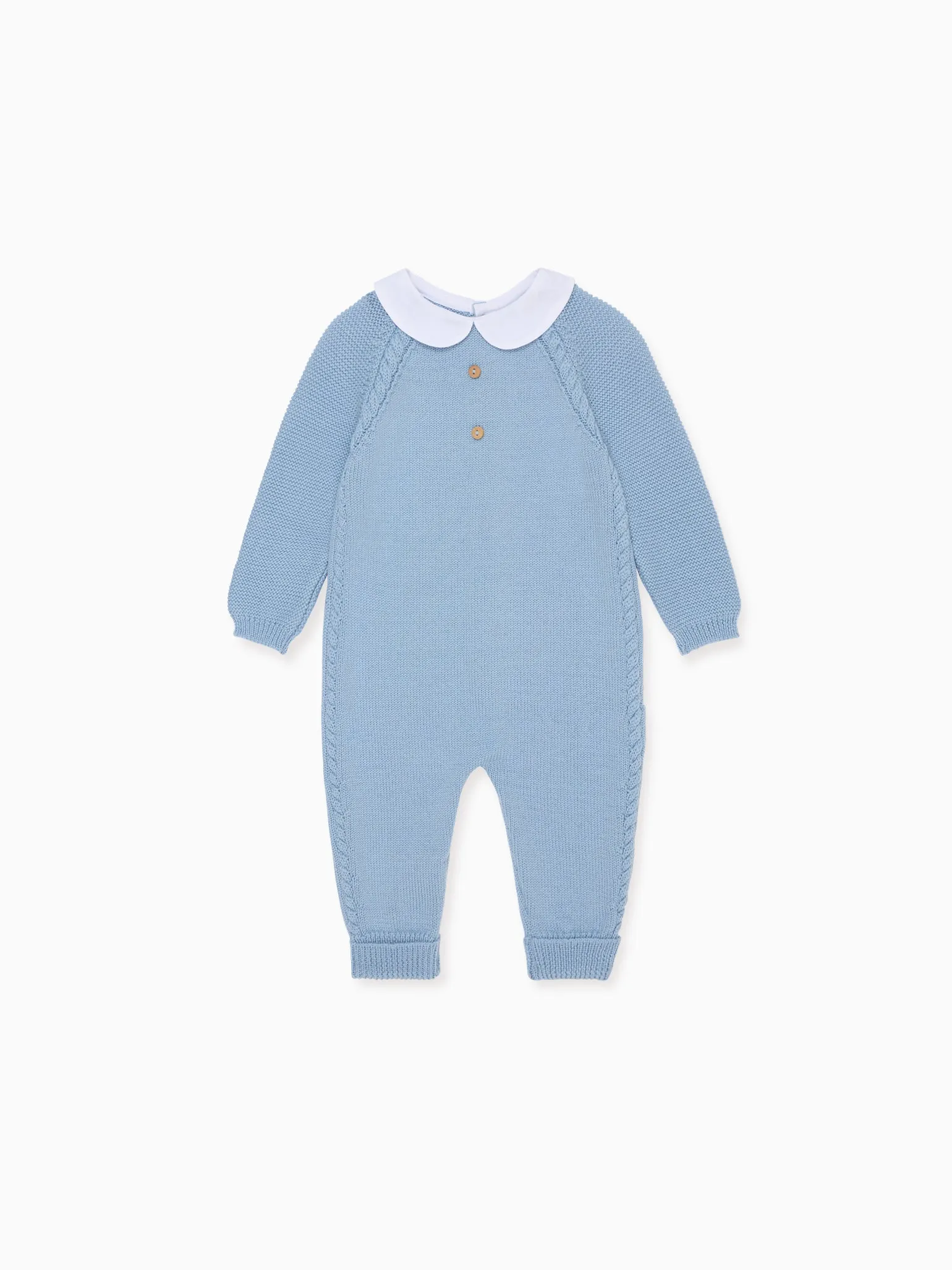 Dusty Blue Emilio Merino Baby Knitted Playsuit