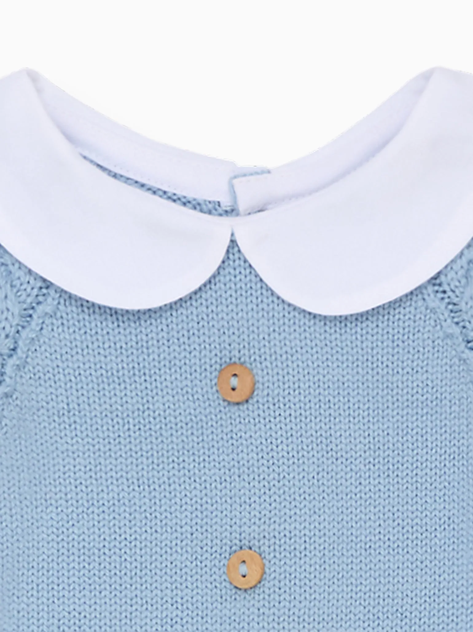 Dusty Blue Emilio Merino Baby Knitted Playsuit