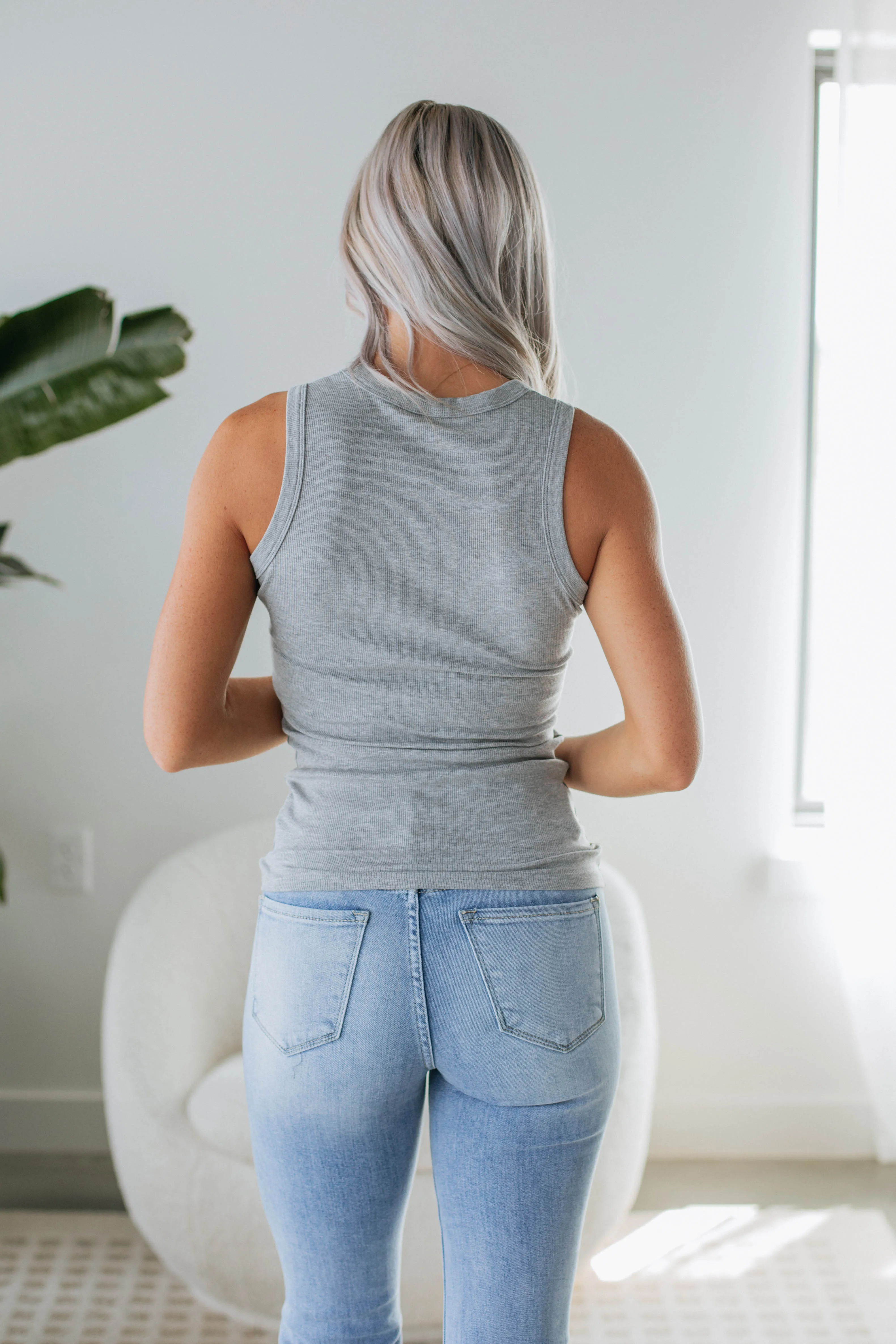 Ferna Ribbed Tank - Heather Grey