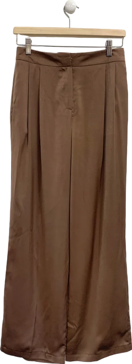 Friends Like These Brown High-Waisted Satin Trousers UK 8