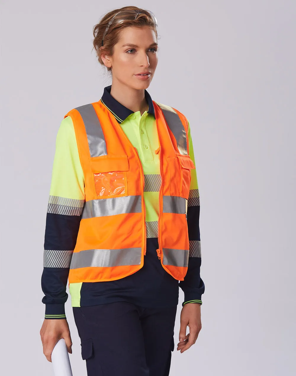 Hi-Vis Safety Vest w/ Pockets and Tape - SW42