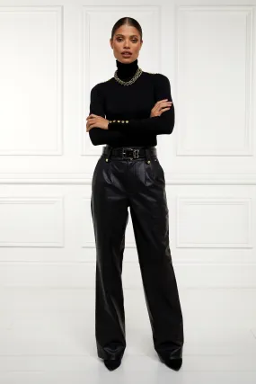 High Waisted Faux Leather Trouser (Black)