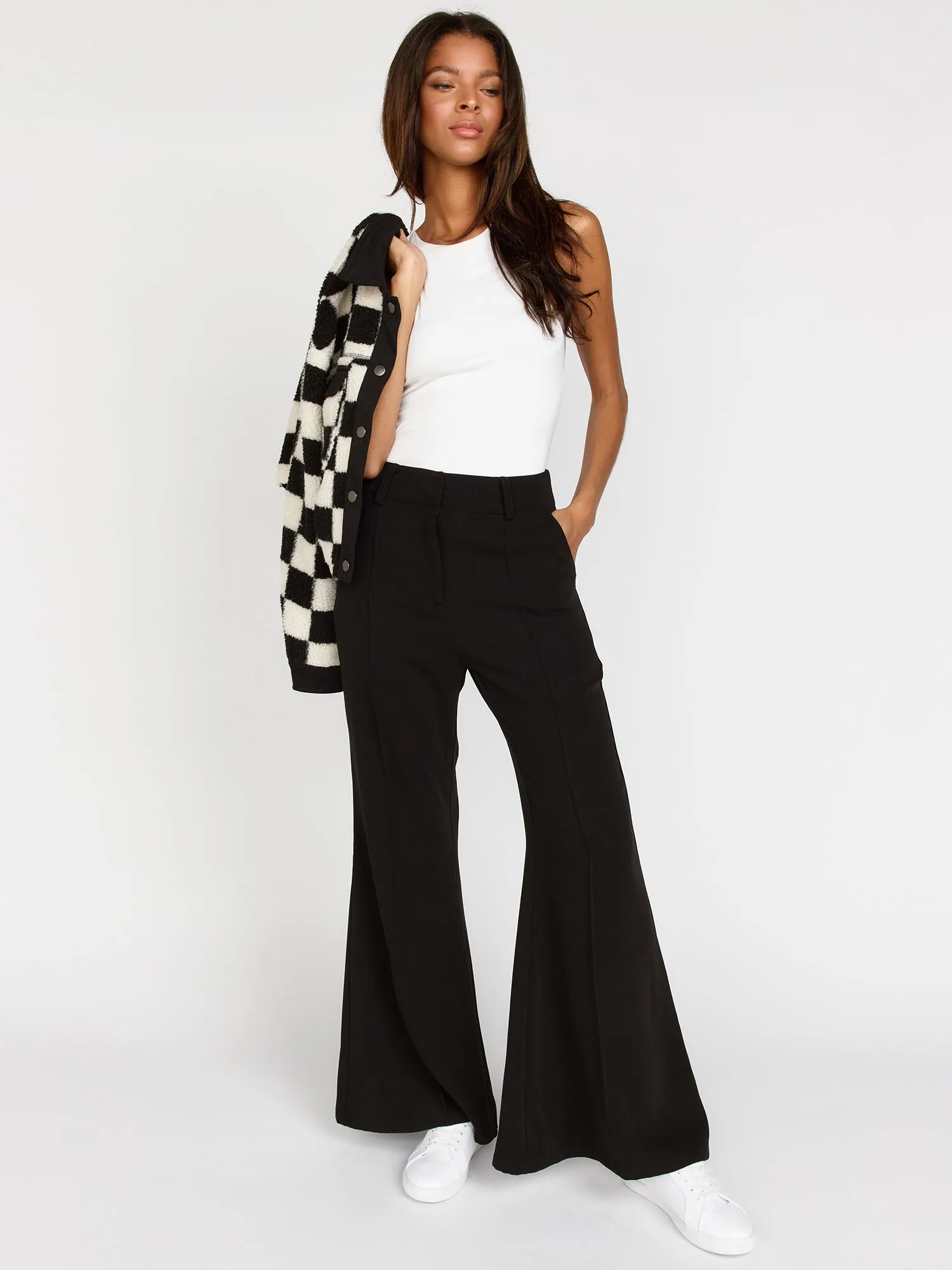 High-Waisted Pintuck Flare Trousers - Lena