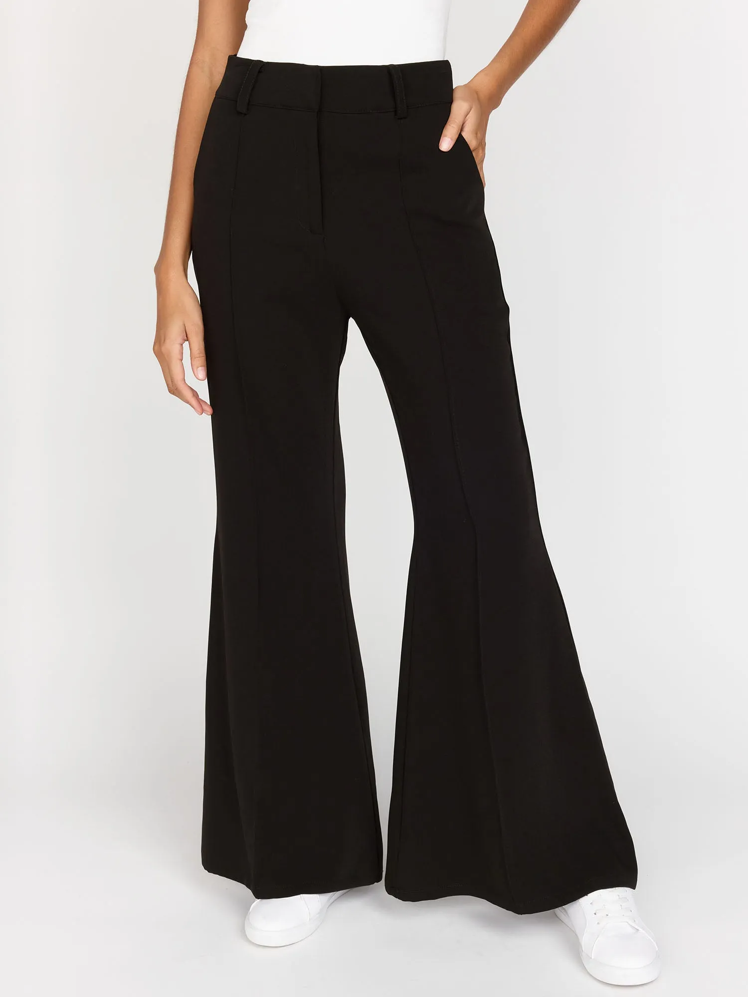 High-Waisted Pintuck Flare Trousers - Lena