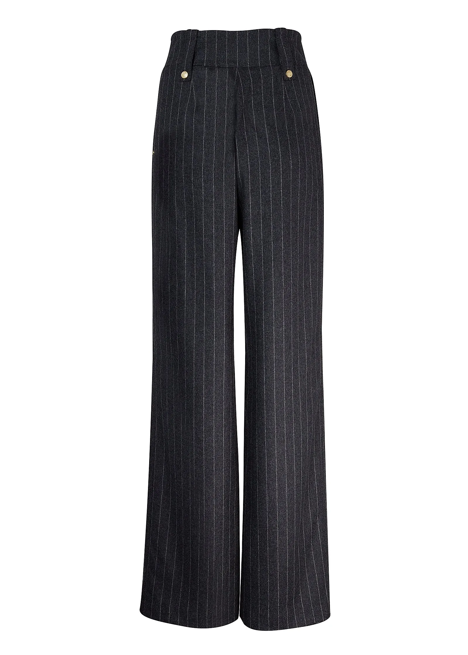 High Waisted Straight Trouser (Charcoal Pinstripe)