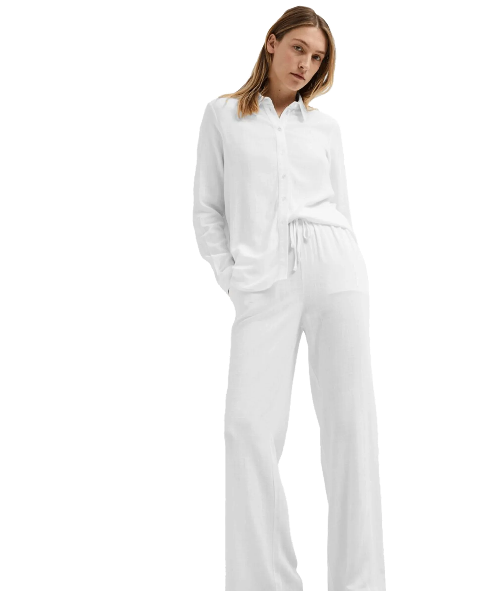 High-waisted Trousers - White