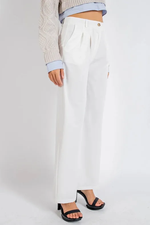 High Waisted Trousers with Waist Button