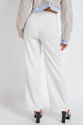 High Waisted Trousers with Waist Button