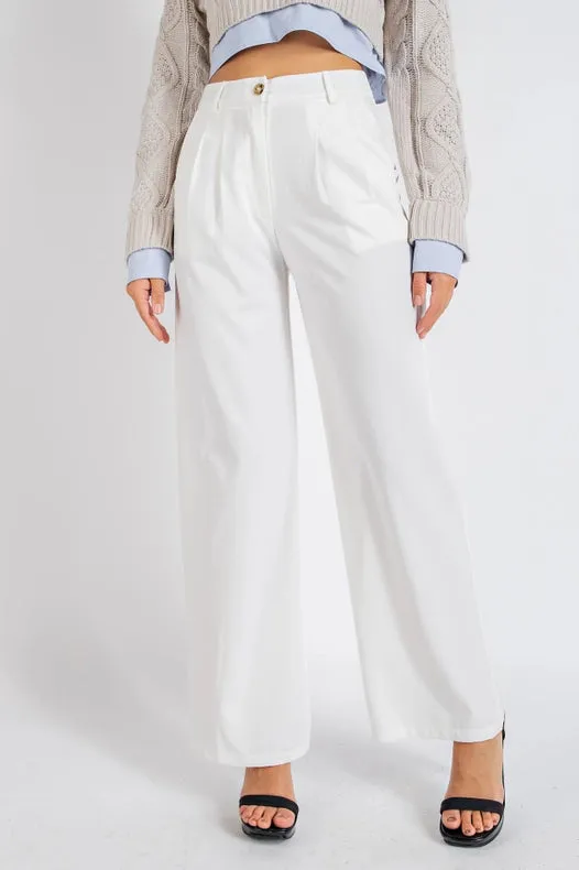 High Waisted Trousers with Waist Button