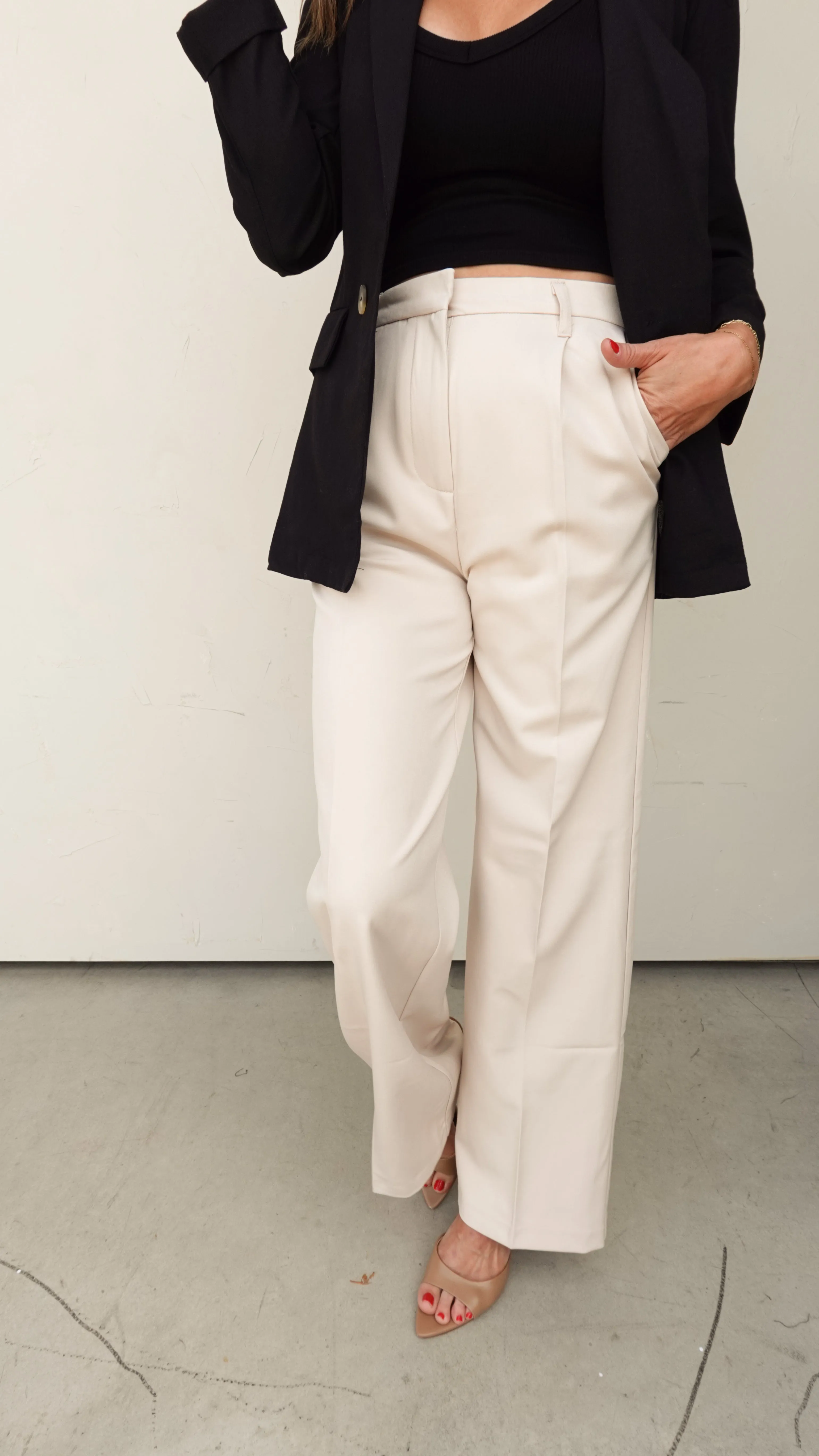 Ivory High-Waisted Trousers