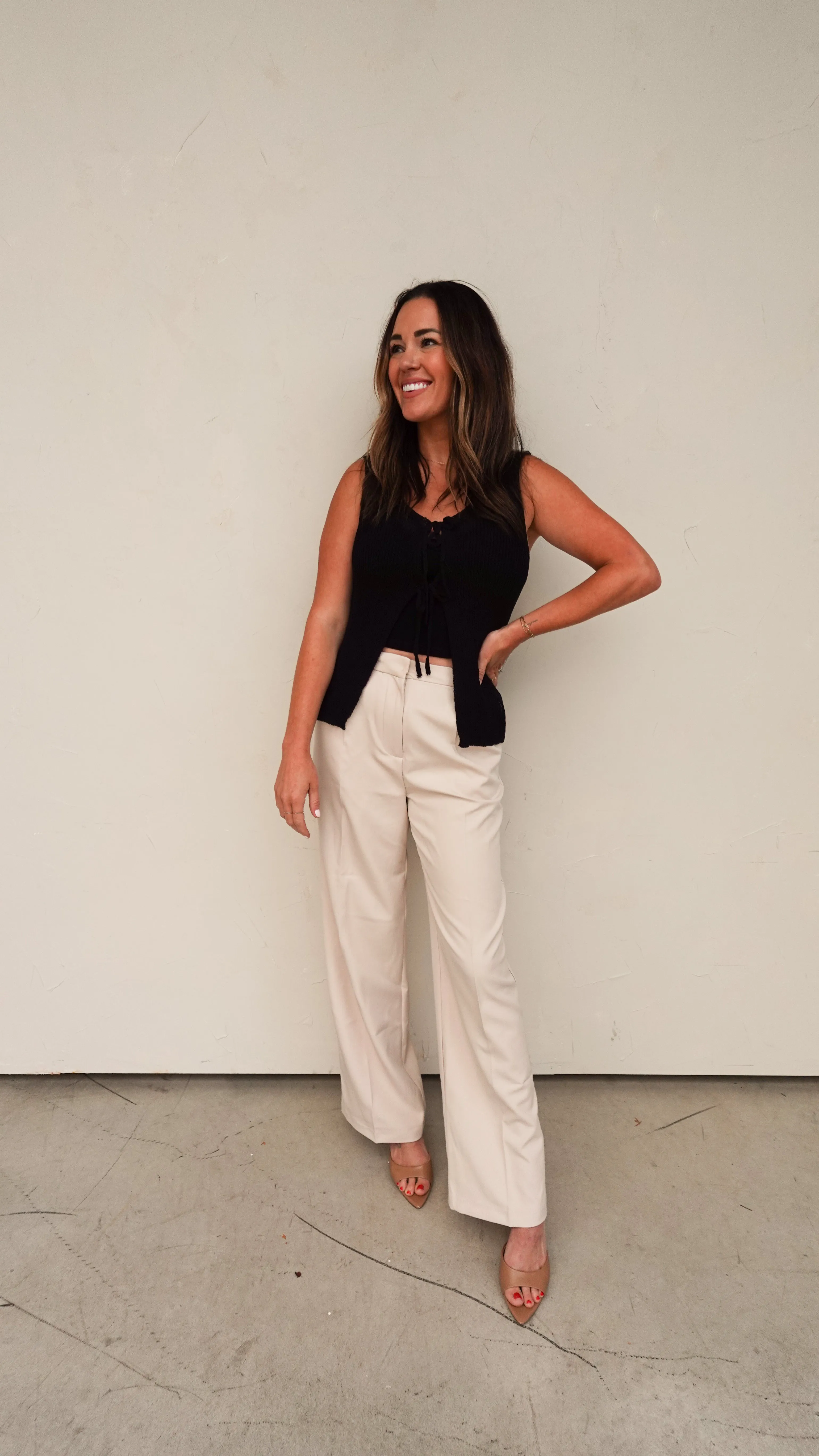 Ivory High-Waisted Trousers