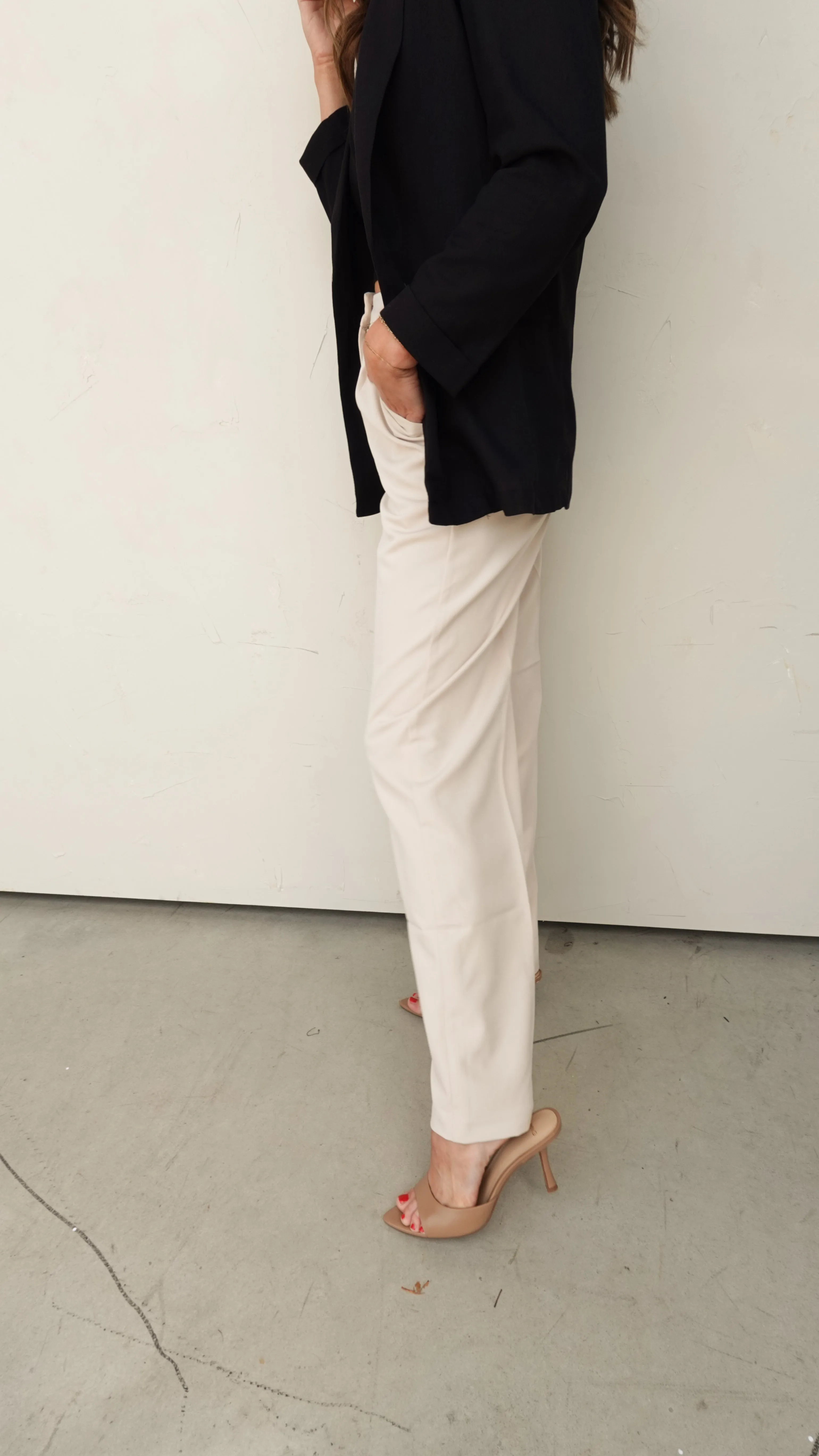 Ivory High-Waisted Trousers