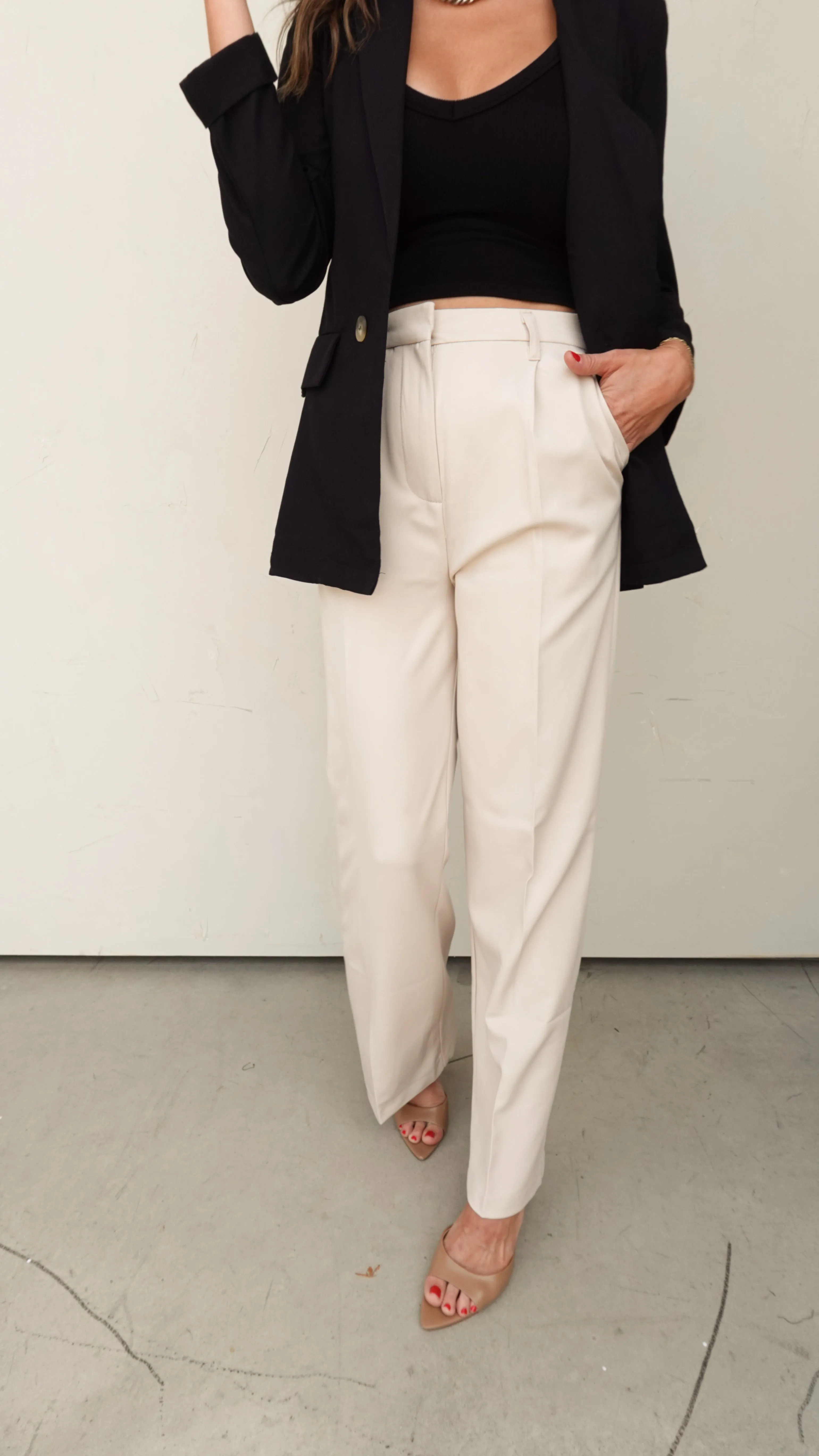 Ivory High-Waisted Trousers