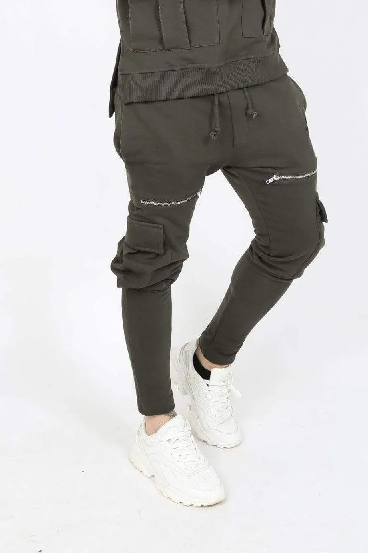 Kaarg Utility Zip Detail Cargo Men's Joggers - Khaki