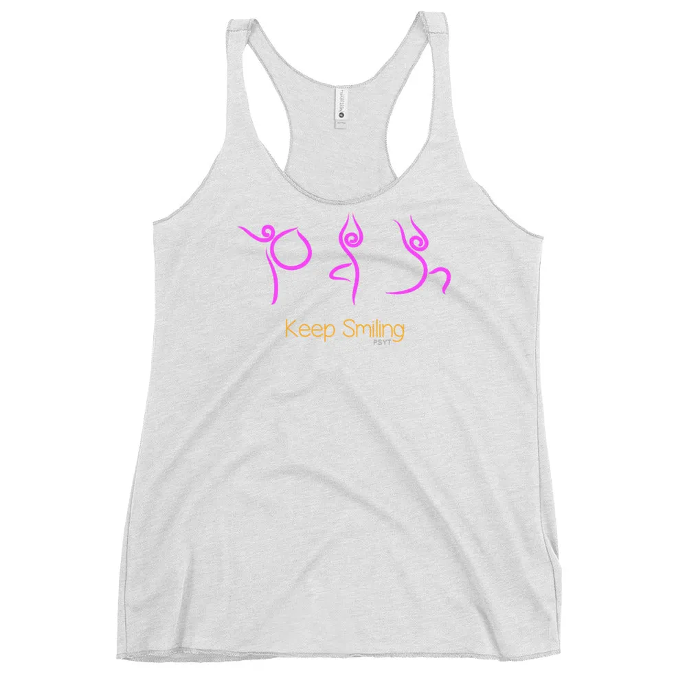 Keep Smiling Yoga Routine Racerback Tank Top