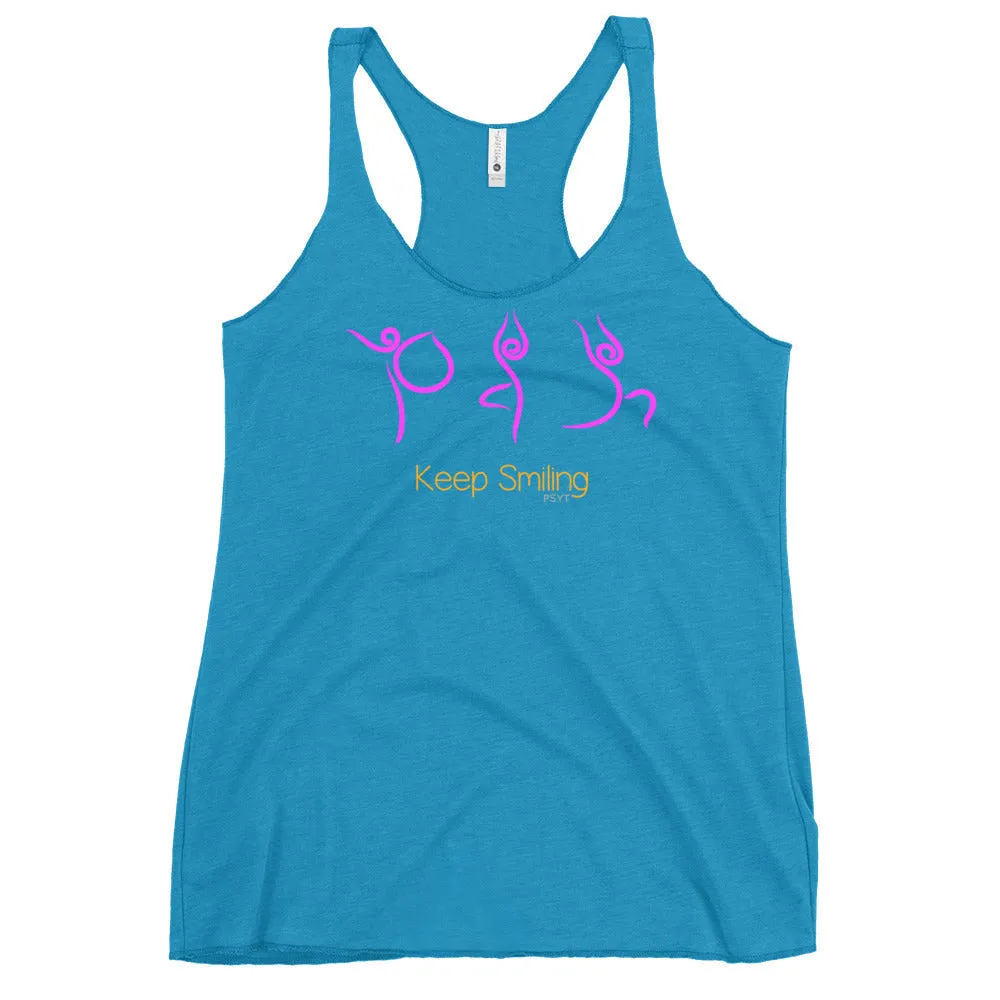 Keep Smiling Yoga Routine Racerback Tank Top