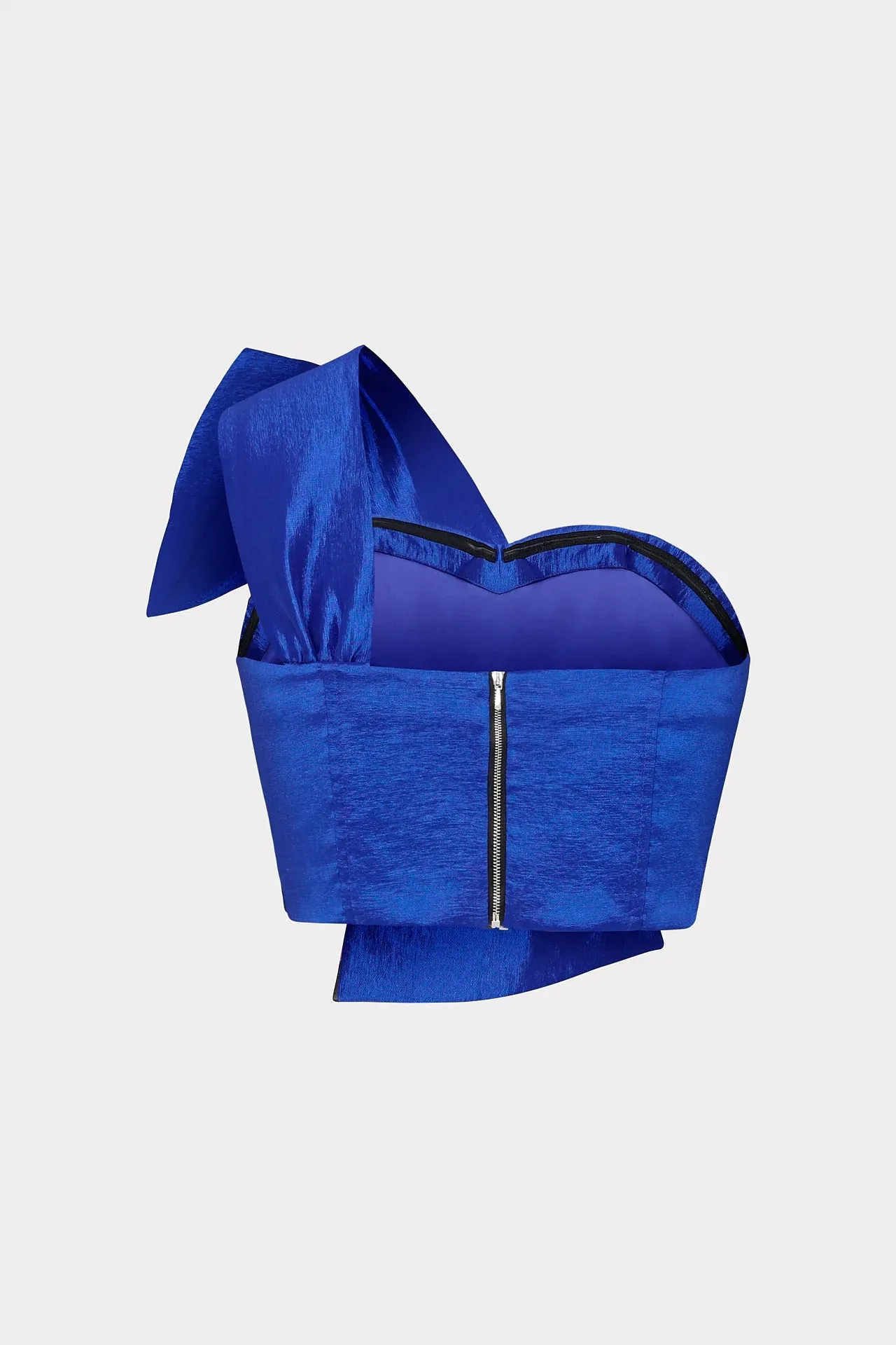 Laney Bow Taffeta Crop Top - Blue