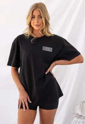 Level Up Oversized Tee - Black/White