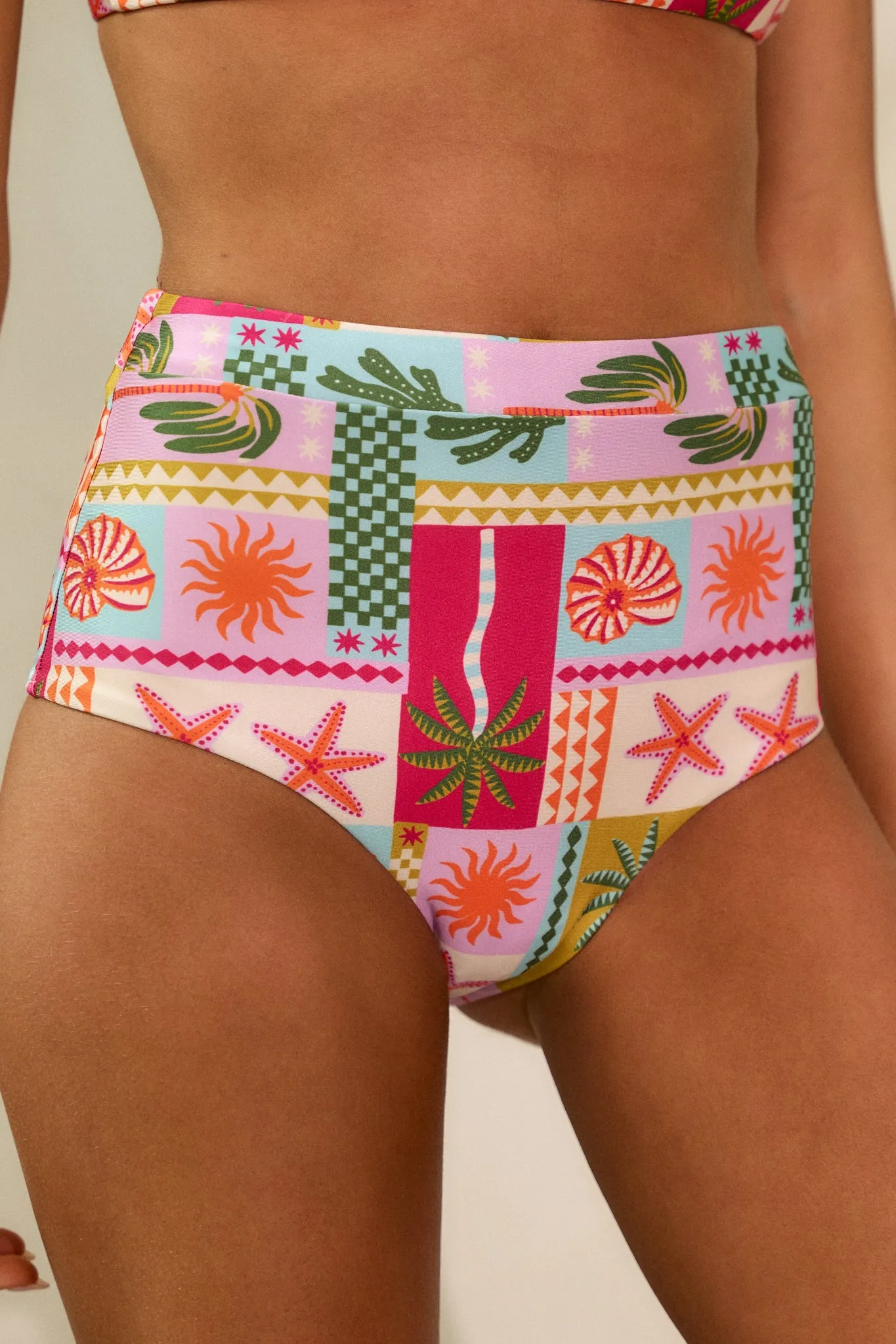 MINKPINK Under The Sea High Waisted Pink Bikini Bottoms