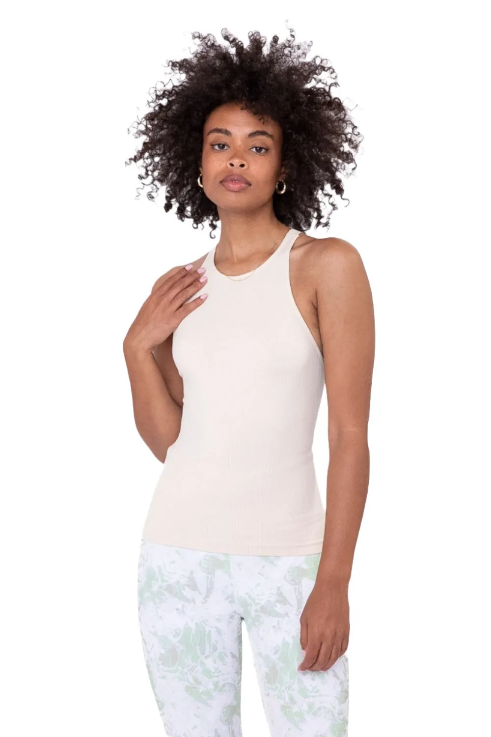 Mono B Seamless Ribbed Racerback Tank Top AT2274