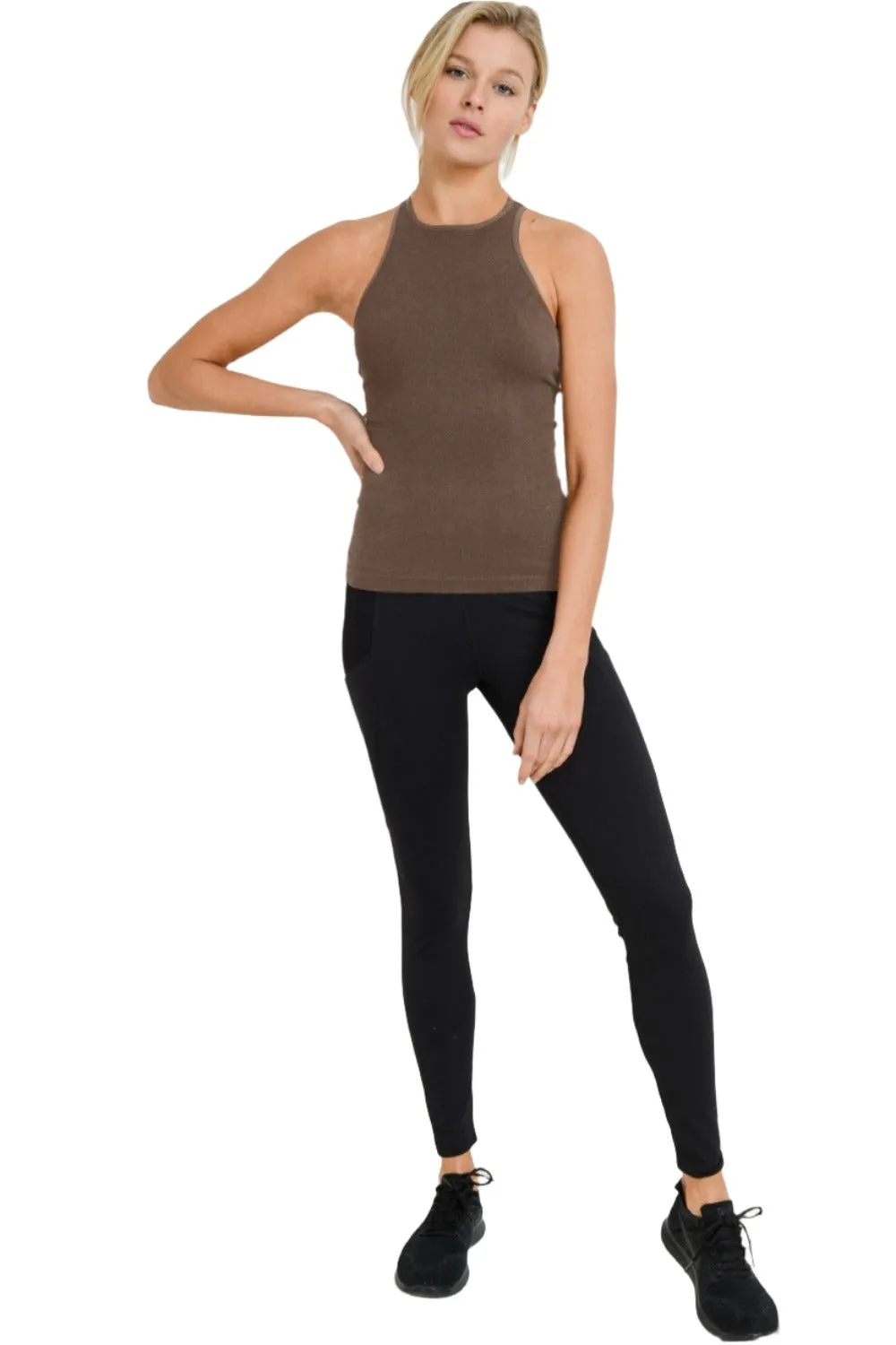 Mono B Seamless Ribbed Racerback Tank Top AT2274