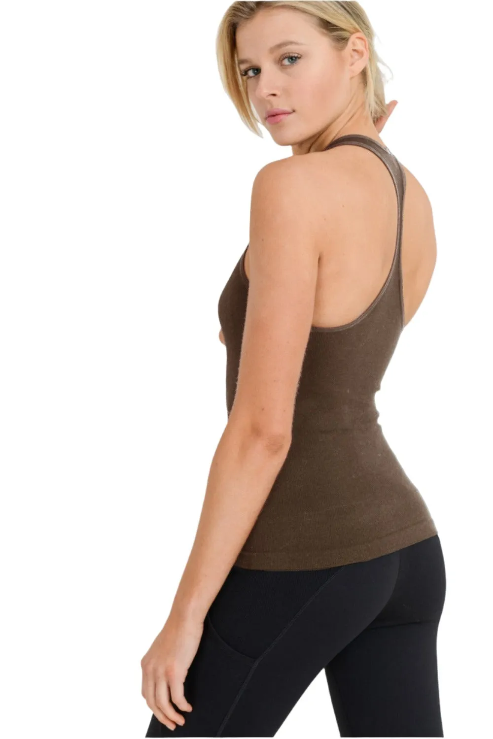 Mono B Seamless Ribbed Racerback Tank Top AT2274