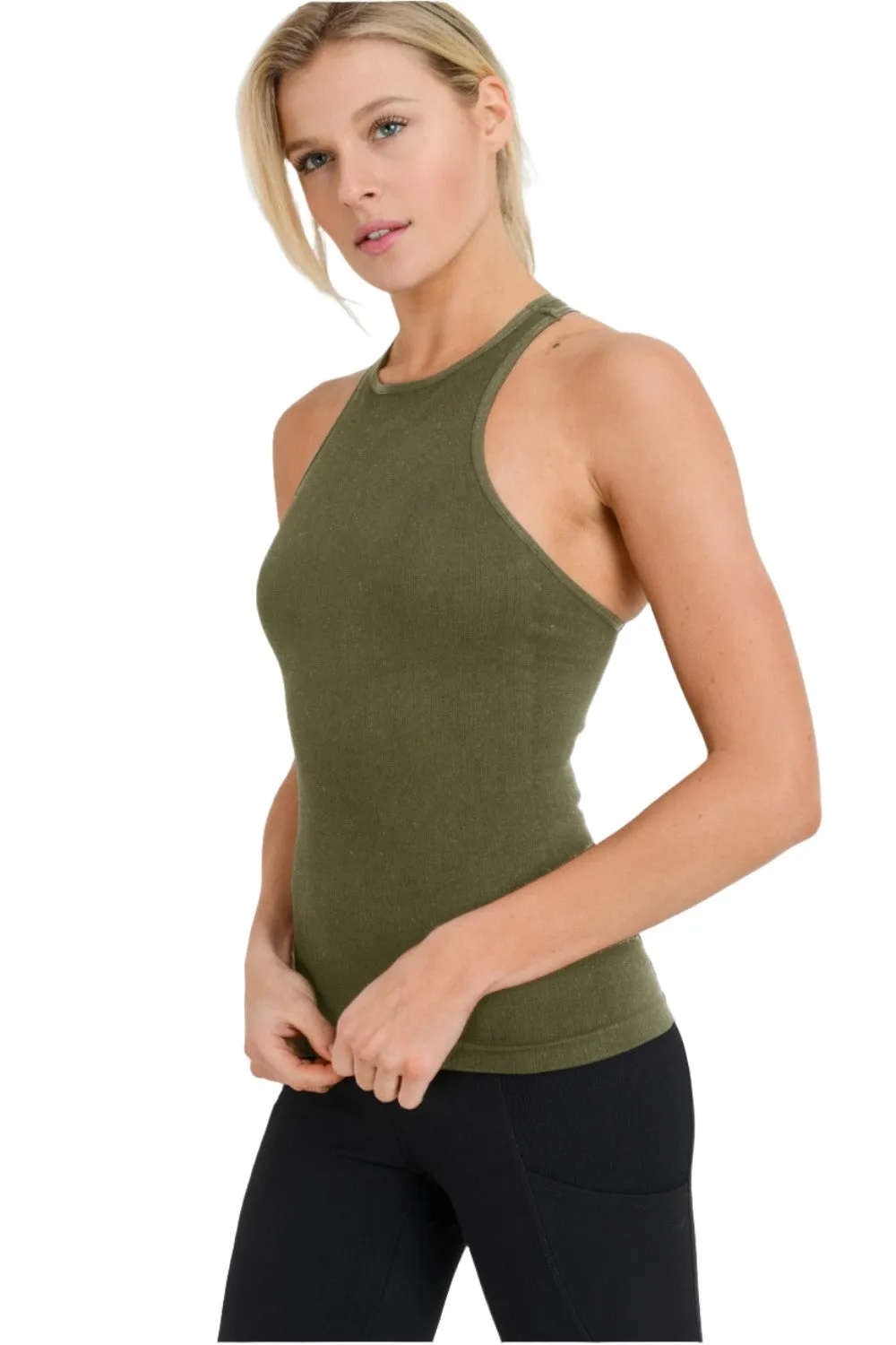 Mono B Seamless Ribbed Racerback Tank Top AT2274