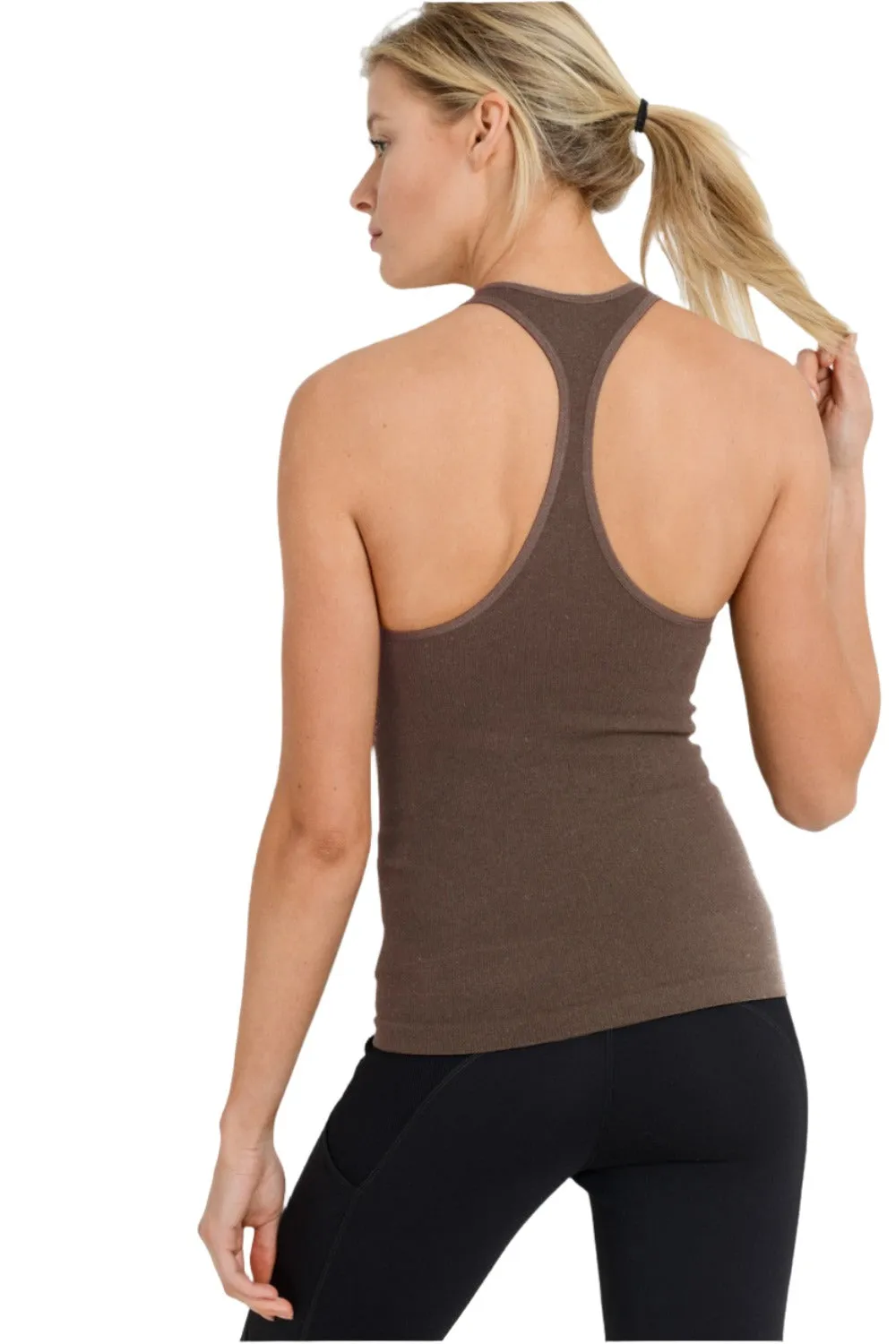 Mono B Seamless Ribbed Racerback Tank Top AT2274