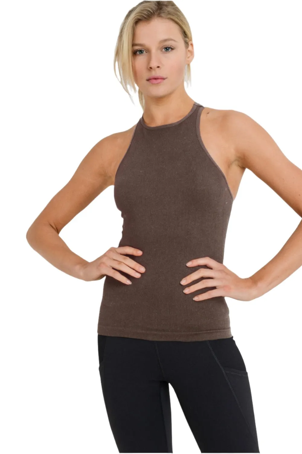 Mono B Seamless Ribbed Racerback Tank Top AT2274