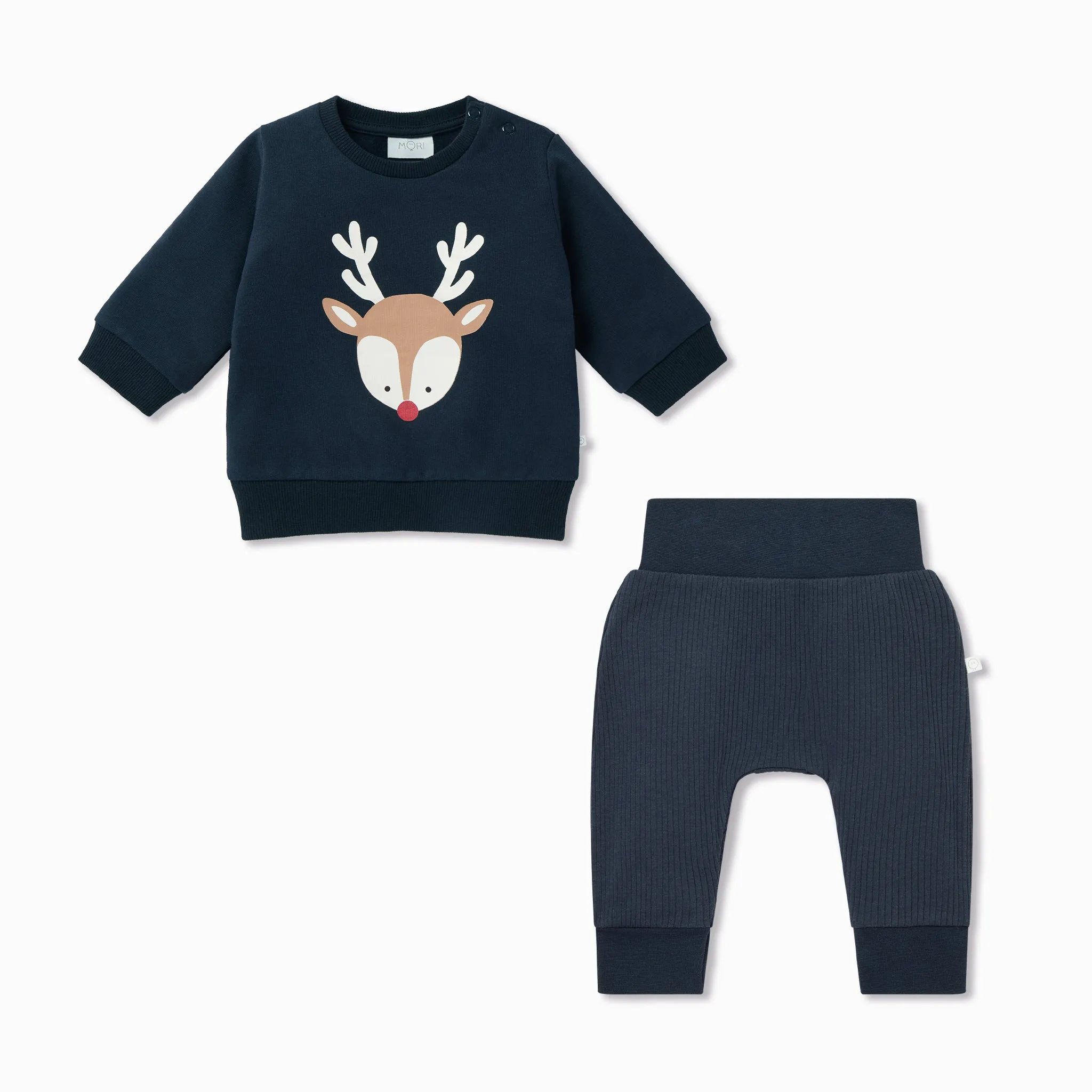 Organic Cotton Reindeer Sweater & Joggers Outfit