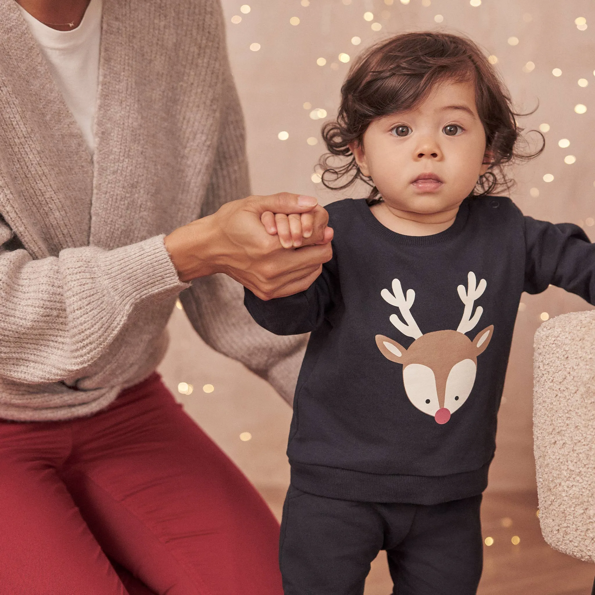 Organic Cotton Reindeer Sweater & Joggers Outfit