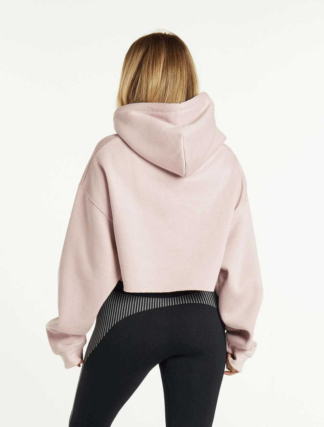 Oversized Crop Hoodie - Dusky Pink